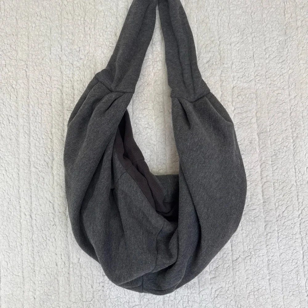 Gray Women's Bag for small dog lined with fleece and hook for collar inside